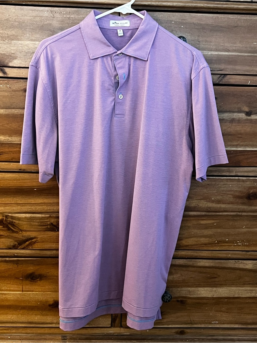 Peter Millar Summer Comfort Blue Pink Stripe Golf Polo Men’s Medium